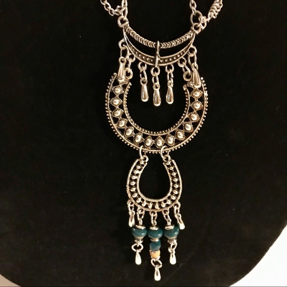 Boho Multilayered Long Turquoise Pendant Necklace - Picture 3 of 4